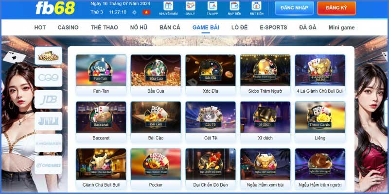 Những tựa game bài Fb68 nổi bật